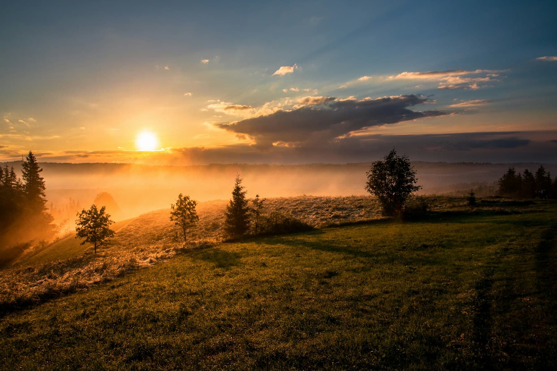 Early light over a still landscape